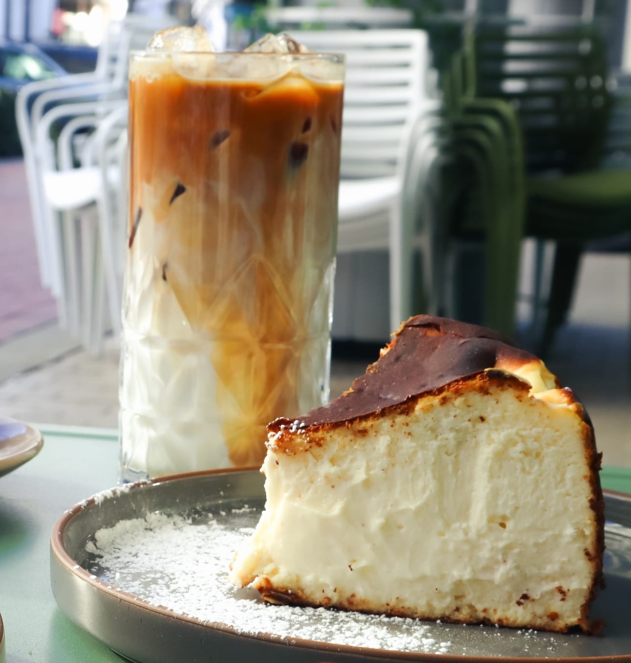 Burnt Basque cheesecake with a deeply caramelized top.